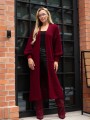 Długi KARDIGAN z bufiastymi rękawami LUIZA - burgund