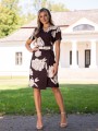 Elegancka SUKIENKA z ozdobą ELISE - brąz
