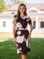 Elegancka SUKIENKA z ozdobą ELISE - brąz