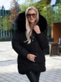 Pikowana KURTKA z futrem LIA - czarny