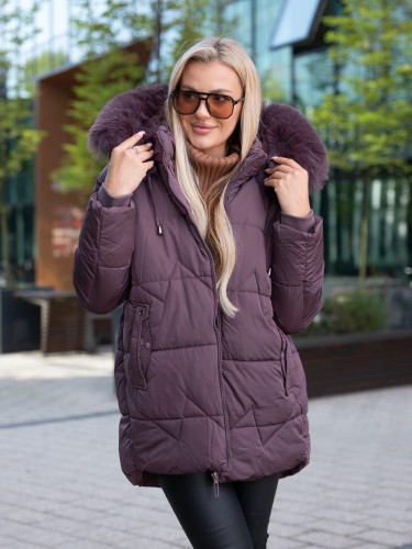 Zimowa KURTKA z kapturem LENA - fiolet