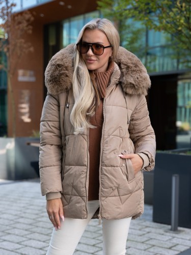 Zimowa KURTKA z kapturem LENA - beż