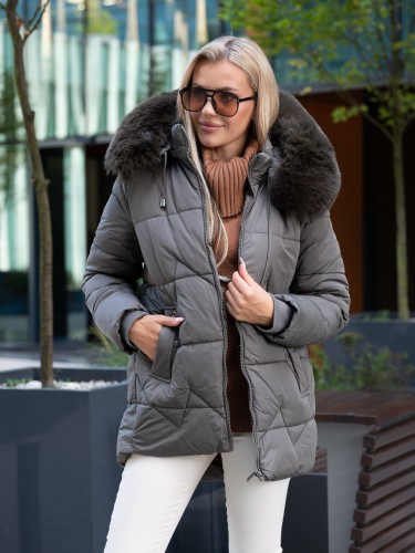 Zimowa KURTKA z kapturem LENA - grafit