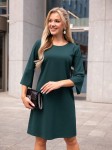 SUKIENKA z ozdobnymi rękawami DAJANA -  szmaragd