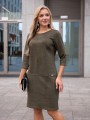Sukienka prosta ala zamsz - khaki