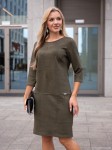 Sukienka prosta ala zamsz ALESSIA  - khaki