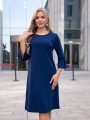 SUKIENKA z kokardkami gładka TESSA - granat