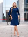 SUKIENKA z kokardkami gładka TESSA - granat