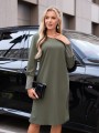 SUKIENKA ze ściągaczami VALENTINA - khaki