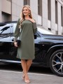 SUKIENKA ze ściągaczami VALENTINA - khaki