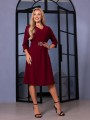 SUKIENKA rozkloszowana z paskiem PALOMA - bordo