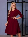 SUKIENKA rozkloszowana z paskiem PALOMA - bordo