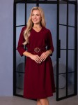 SUKIENKA rozkloszowana z paskiem PALOMA - bordo