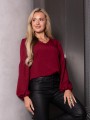 BLUZKA z bufiastymi rękawami OTTILIE - bordowy