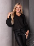 BLUZKA z bufiastymi rękawami OTTILIE - czarny