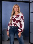 BLUZKA z bufiastymi rękawami OTTILIE - kwiaty biel