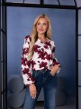 BLUZKA z bufiastymi rękawami OTTILIE - kwiaty biel