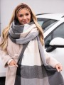 Szal w kratę z frędzlami CHRISTINE - szary