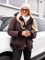 KURTKA pikowana z futrzanymi wstawkami DANIELA - brąz