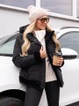 KURTKA pikowana z futrzanymi wstawkami DANIELA - czarny