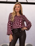 BLUZKA z bufiastymi rękawami OTTILIE - groszki bordo