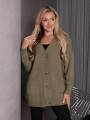 KARDIGAN zapinany na guziki LINA - khaki