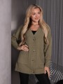 KARDIGAN zapinany na guziki LINA - khaki