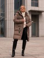 KURTKA pikowana z kapturem NITA - Brąz