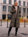 KURTKA Pikowana DŁUGA z kapturem EVIE - Khaki