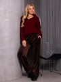SWETER gruby WARKOCZE kołnierzyk KEYLA - Burgund