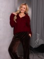 SWETER gruby WARKOCZE kołnierzyk KEYLA - Burgund
