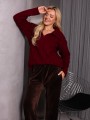 SWETER gruby WARKOCZE kołnierzyk KEYLA - Burgund