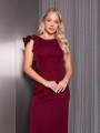 SUKIENKA Midi Ozdobny Rękaw ELISABETTA - Bordo