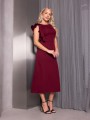SUKIENKA Midi Ozdobny Rękaw ELISABETTA - Bordo
