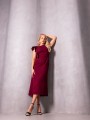 SUKIENKA Midi Ozdobny Rękaw ELISABETTA - Bordo