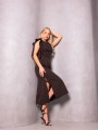 SUKIENKA Midi Ozdobny Rękaw ELISABETTA - Czekolada