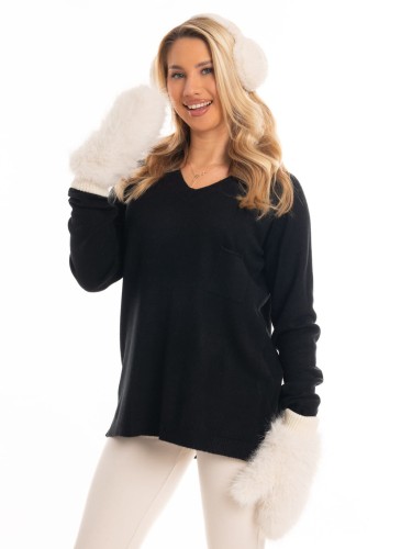 SWETER z kieszonką MIRELL - Czerń