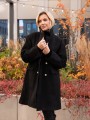 PŁASZCZ Dwurzędowy Złote Guziki KALIA - Czarny