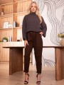 SWETER Błyszczący PÓŁGOLF MARCELLINE - Coffee