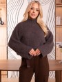SWETER Błyszczący PÓŁGOLF MARCELLINE - Coffee