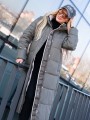 KURTKA Pikowana DŁUGA Napisy LIRIEL - Khaki