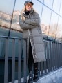 KURTKA Pikowana DŁUGA Napisy LIRIEL - Khaki