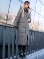 KURTKA Pikowana DŁUGA Napisy LIRIEL - Khaki