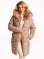 KURTKA Pikowana Zimowa Futerko CRESSIDA - Beige