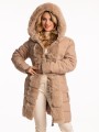 KURTKA Pikowana Zimowa Futerko CRESSIDA - Beige