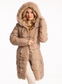 KURTKA Pikowana Zimowa Futerko CRESSIDA - Beige