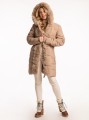 KURTKA Pikowana Zimowa Futerko CRESSIDA - Beige