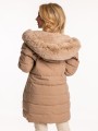 KURTKA Pikowana Zimowa Futerko CRESSIDA - Beige