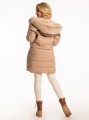 KURTKA Pikowana Zimowa Futerko CRESSIDA - Beige