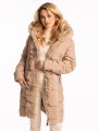 KURTKA Pikowana Zimowa Futerko CRESSIDA - Beige